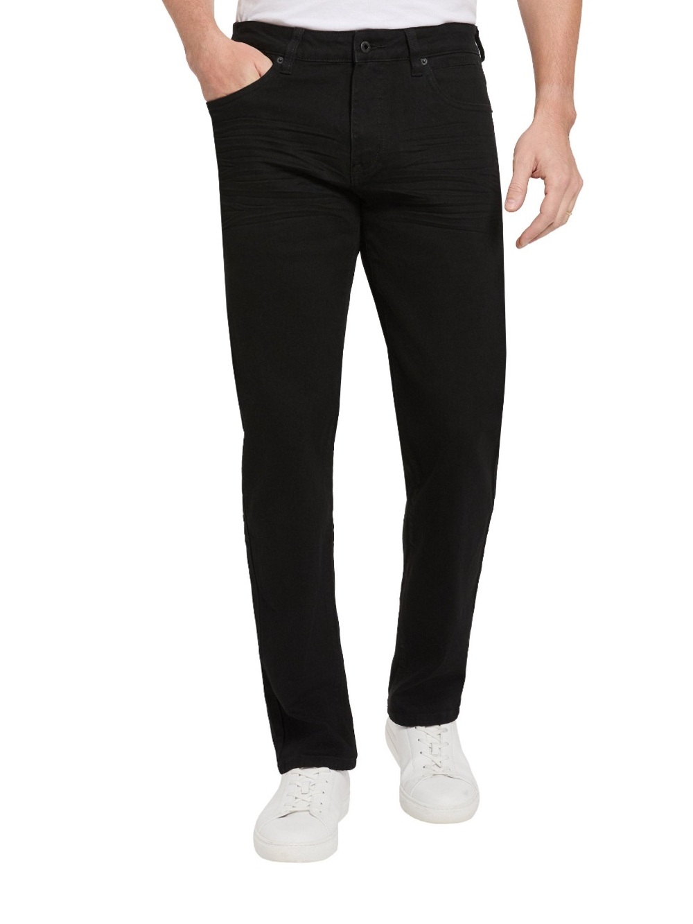 Regular Fit Straight Leg Men Black Stretch Denim Jeans Kenneth Cole New York